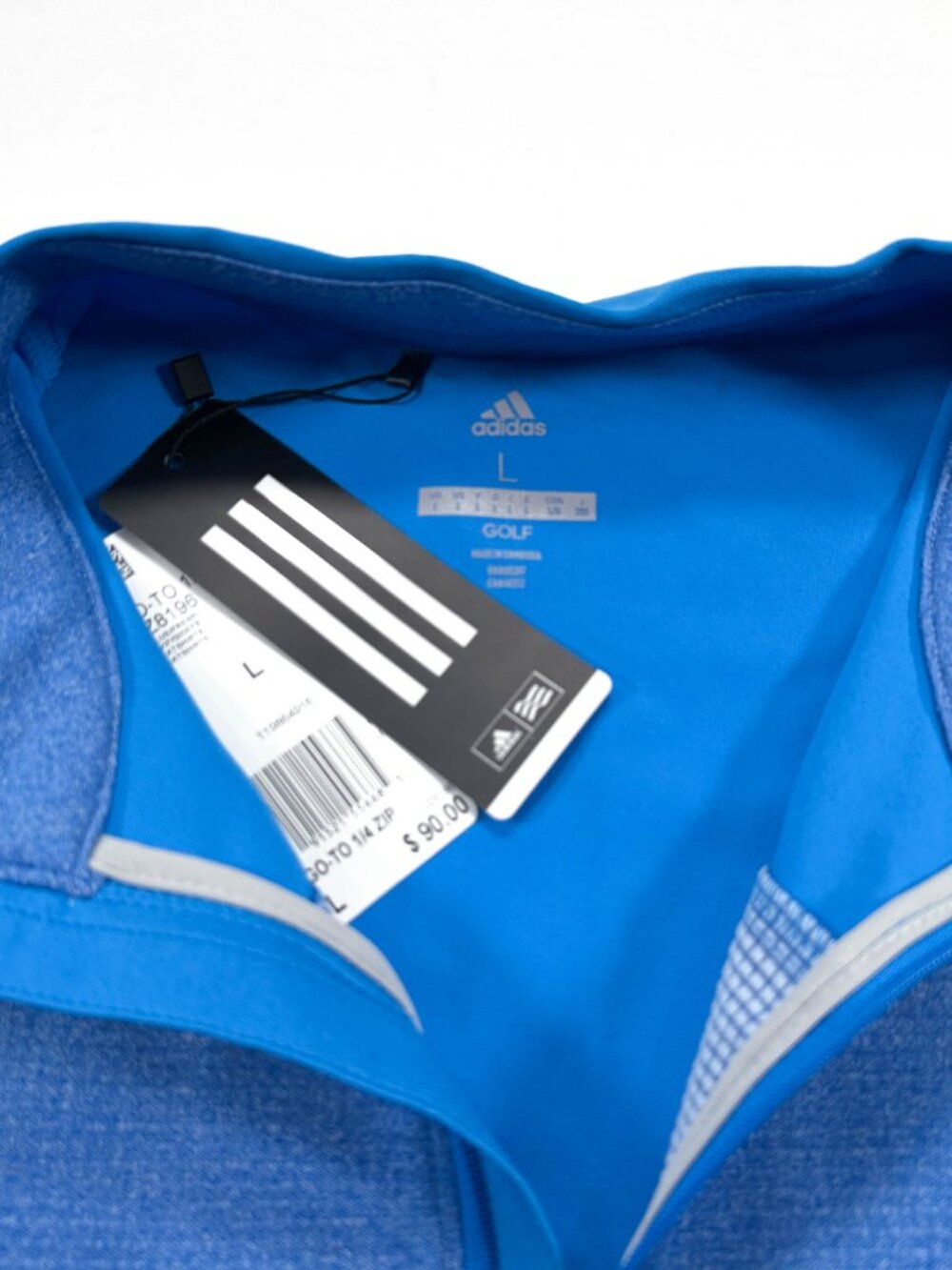 Adidas Golf Go-To 1/4 Zip Large Blue Long Sleeve Pullover NEW NWT - Picture 4 of 5